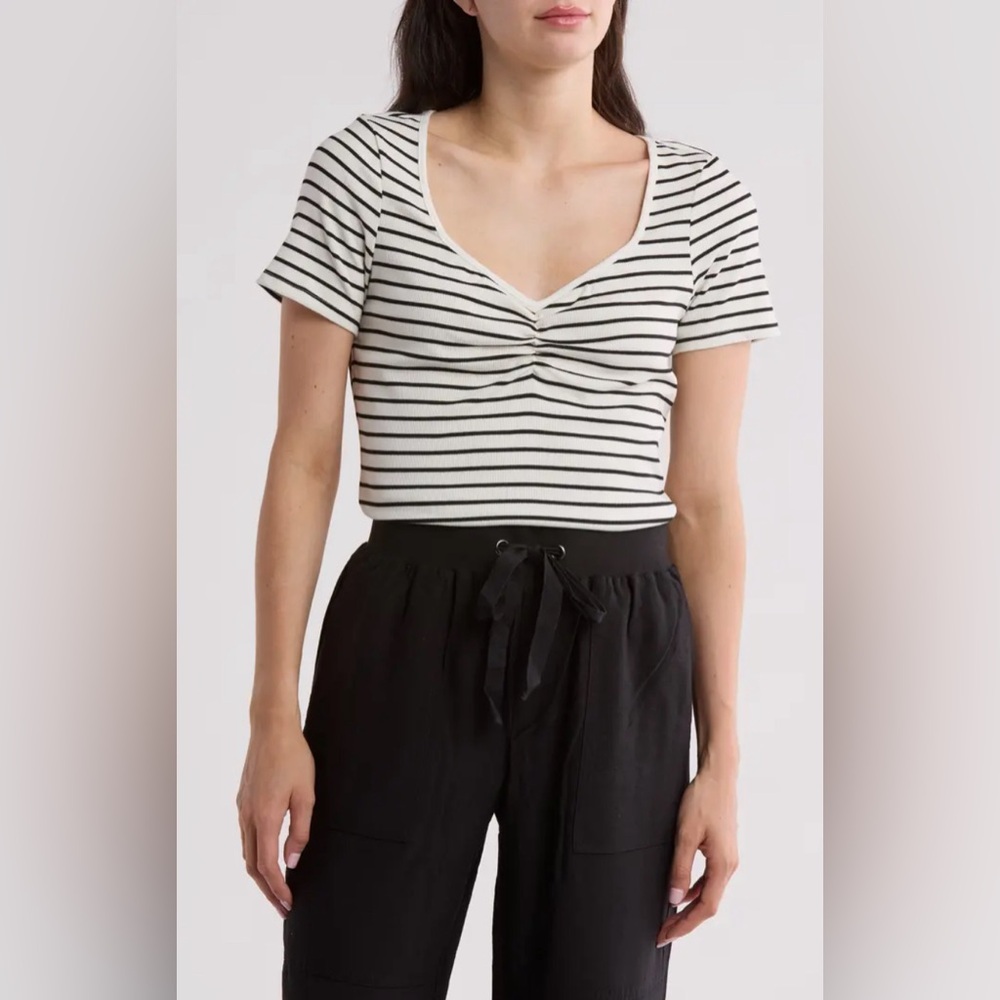 Sanctuary Easy Soft Rib Ruched T-Shirt